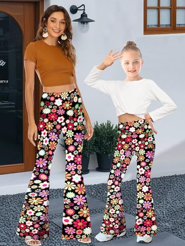 Image of WSPLYSPJY Women's Print Stretch Bell Bottom Flare Palazzo Pants Trousers