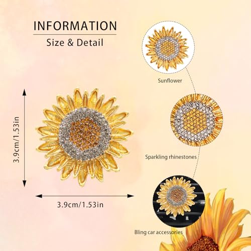 Image of ORIESSE Sunflower Car Decor,2pcs Sun Flowe Car Air Freshener Air Vent Clips,Women Interior Dashbaord Decorations Aesthetic,Bling Yellow Flowers Vent Clips