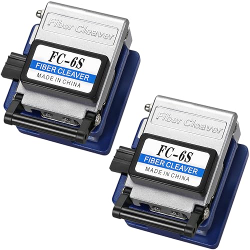 Duogalia Paquete de 2 cuchillas de fibra óptica FC-6S para cable de fibra de 0,25 mm, 0,9 mm, 3,0 mm con 48000 cuchillas y cuchillas de 16 posiciones, herramienta FTTH de retorno automático