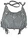 Fringe Suede Leather Purse Bag Cross Body Shoulder Straps Southwest Cabochon~Gray