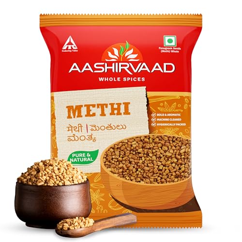 Image of Aashirvaad Methi Whole Spice, Big & Full-Sized Seeds, 100% Pure, Dust Free & Hygienically Packed, 200g Pack