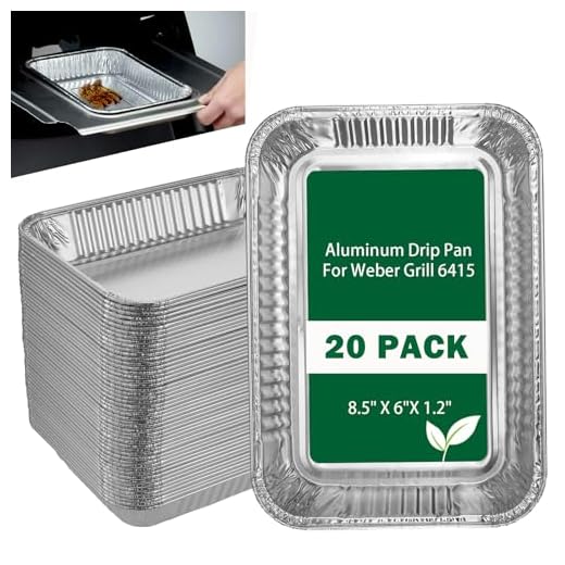 Whaleme Grill Drip Pans Compatible Weber 6415-20 Pack Grill Accessories for Weber Spirit, Genesis, Traveler, Q Series, Disposable Aluminum Foil Pans Grease Tray Liners 8.5" X 6"
