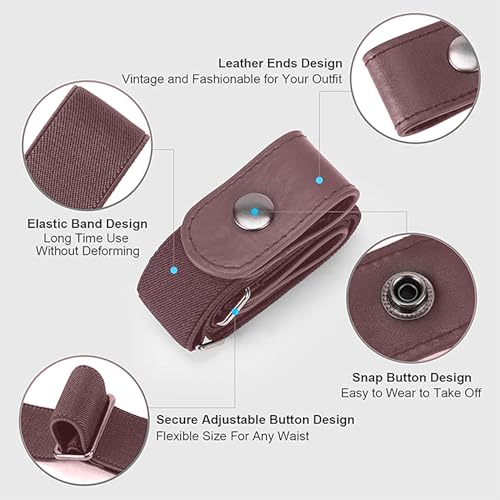 Image of REDHORNS Buckle Free Elastic Belt for Men No Buckle Stretch Belt Men's Invisible Elastic Belt for Jeans Pants Shorts Stretchable Mens Belt for 20-36 Inch Waist - Free Size