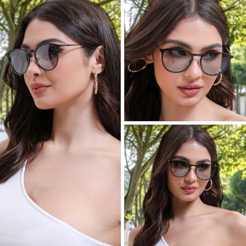 Polarized Photochromic Sunglasses Womens Mens Trendy 2025, Retro Round Transition Sun Glasses UV Protection VF22484