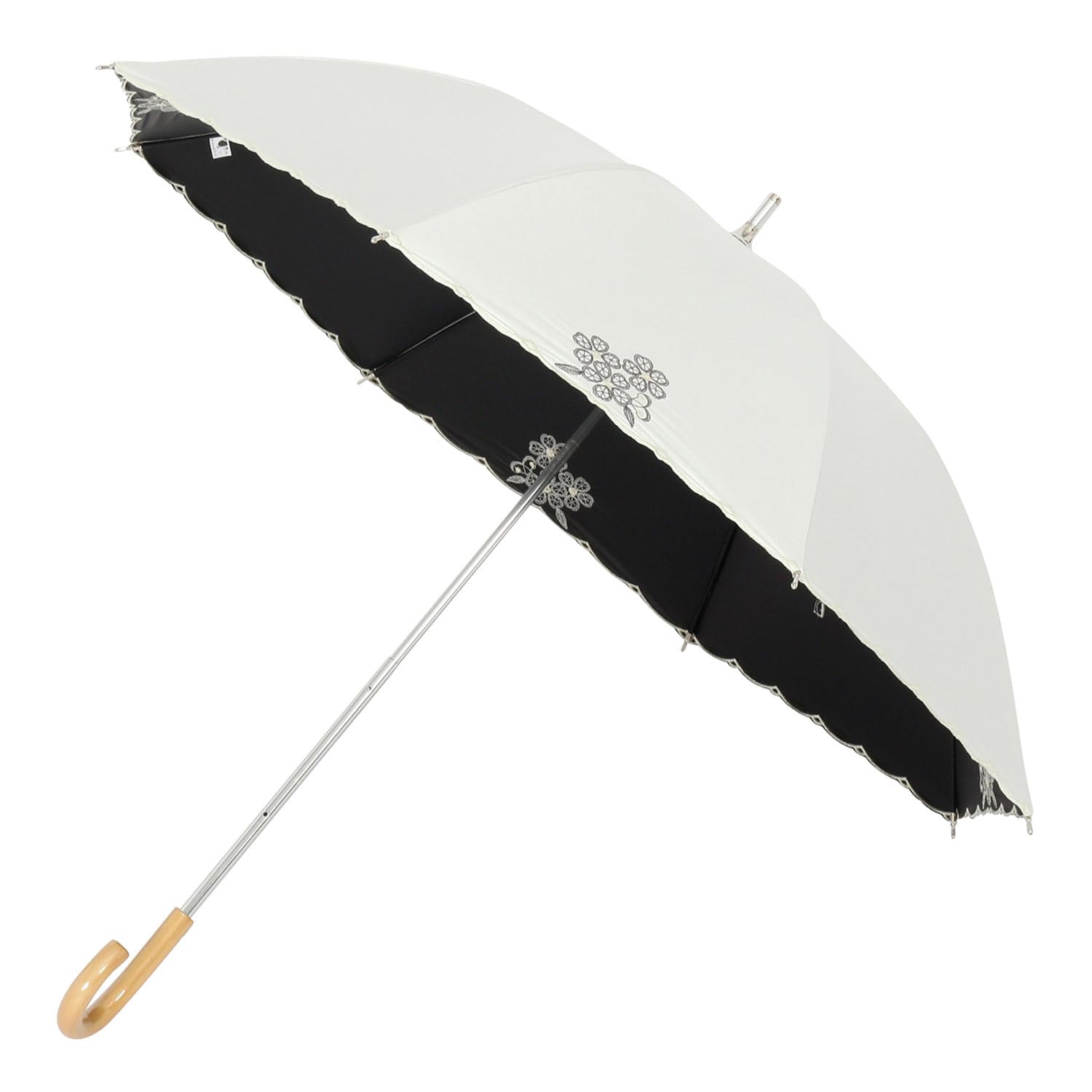 値下げ！新品 ミラショーン 傘 日傘 黒 フリル 雨傘】ミラ・ショーン (mila schon) 薔薇 ナイロンサテン 長傘