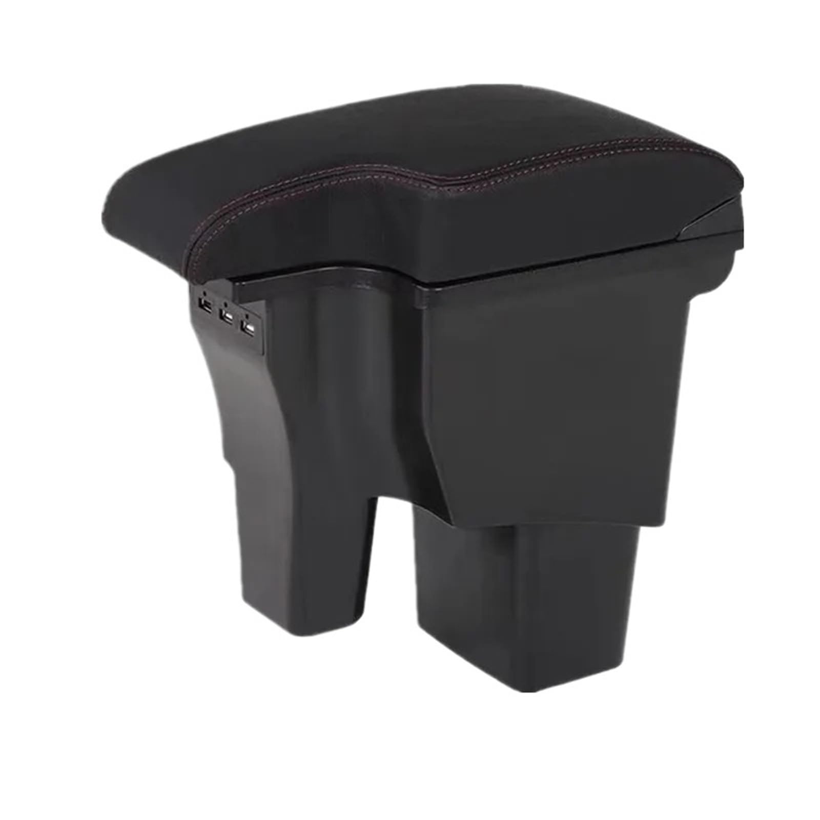 LOKHINGS Adjustable Armrest Storage Box Fit For Hyundai Fit For SOLARIS Fit For Hyundai Fit For Accent RB Car Armrest Box Central Store Box Retrofit USB(B1 Real Corium)