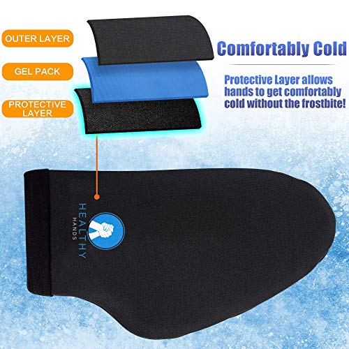 Healthy Hands Hand Ice Pack Wrap – Cold Therapy For Hands - Ice Gloves For Chemo, Neuropathy, Arthritis, Injuries And Working Hands – Includes 2 Mittens And 4 Reusable And Flexible Gel Ice Packs (L) #TOP3