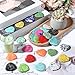 Nuenen 40 Pcs 1.4 Inch Heart Shaped Crystal Valentines Gift Worry Stone Bulk Heart Rock Tiny Trinkets Healing Crystal Gemstone Palm Pocket Love Carved Rock for Mom Women Meditation