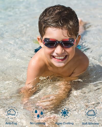 Image of Aegend Kids Swim Goggles, Pack of 2 Swimming Goggles for Children Boys & Girls Age 3-14
