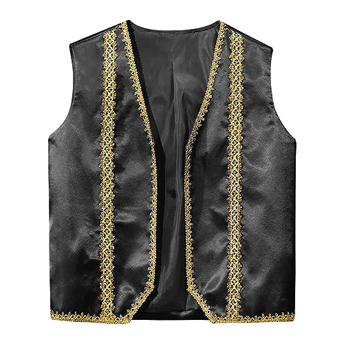 renvena Boys Arabian Prince Vest Kids Halloween Open Front Golden Dressy Waistcoat Party Outfits3