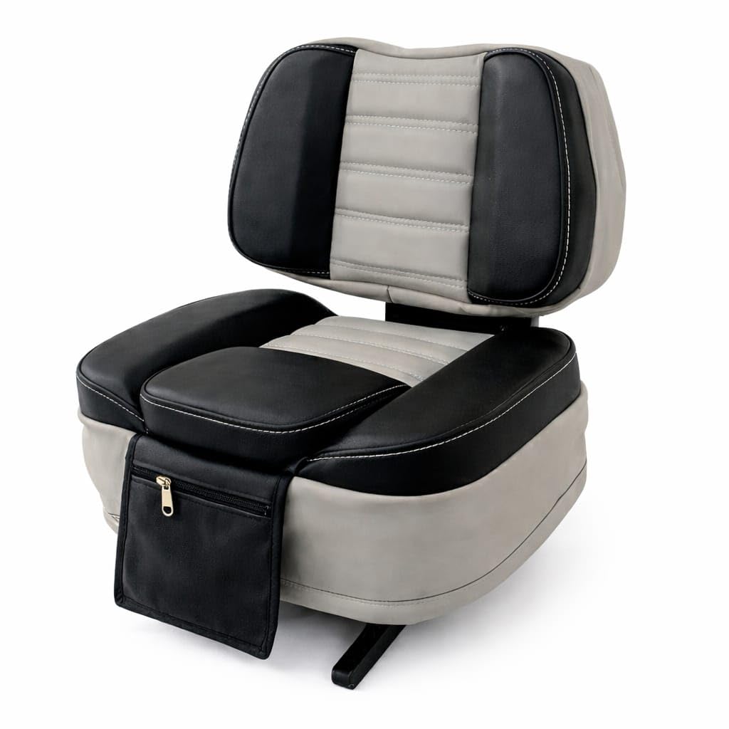 Universal Tractor Seat Cover with Storage, Red and Black, PU Leather, Quilted Design, Compatible with Massey Ferguson John Deere Swaraj