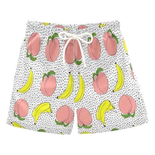 Swimming Shorts for Boys, Toddler Swim Trunks 2t, Peaches Bananas Polka Dot