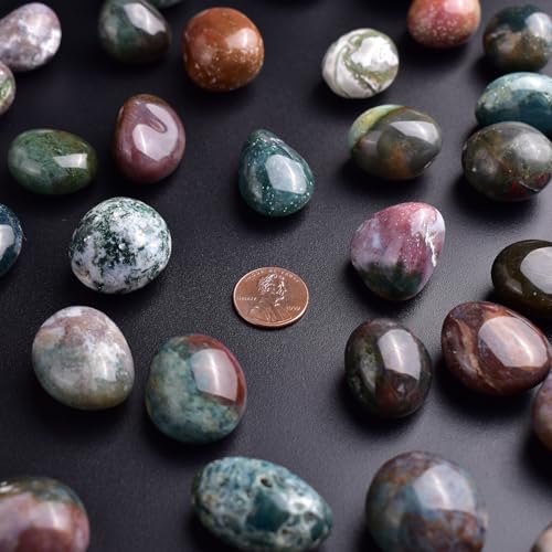 Image of Polished Stone Set Ocean Jasper Crystals, 0.8 inch Handpicked Tumbled Gemstones Rocks, Pebbles for Reiki, Chakra, Healing, Home Decor