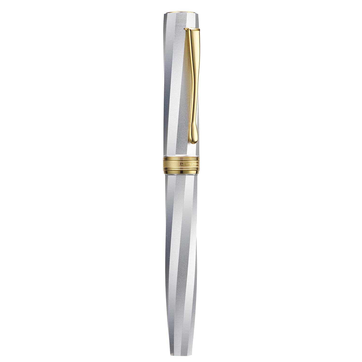 Hong Dian N11 Fountain Pen, Extra Fine Soft Nib Coated in Gold, Platinum Silver and Geometric Twill Design with Metal Case - Image 2