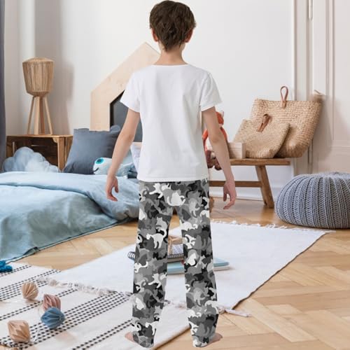 Boy's Pants Grey Camouflage Cat Kitten Jogger Pants Elastic Waist Long Bottoms Trousers with Pockets 6-14 Years3