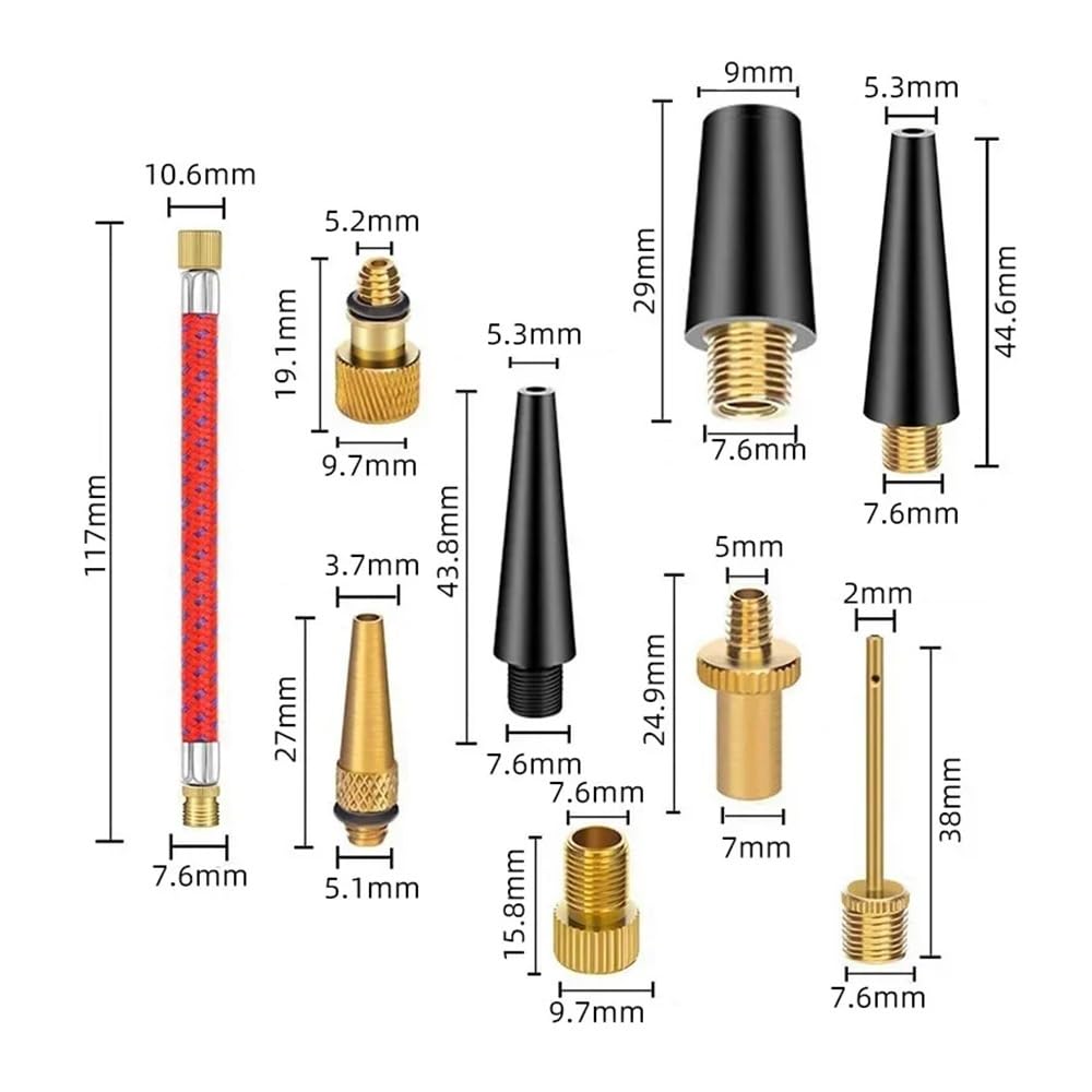Zestaw adapterów do pompki rowerowej, igły i wężyka do powietrza – złącza pompki(21pcs)