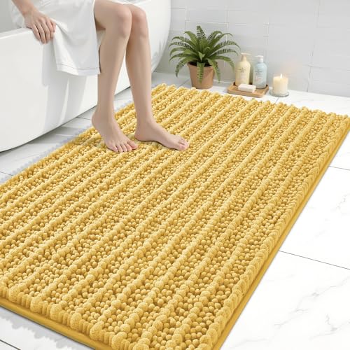 Image of Arotive Luxury Large Bathroom Rugs 40x32, Extra Soft Thick Absorbent Shaggy Chenille Bath Rugs, Machine Wash Dry, Bath Mats for Bathroom Floor, Tub and Shower, Home Decor Accessories, Yellow