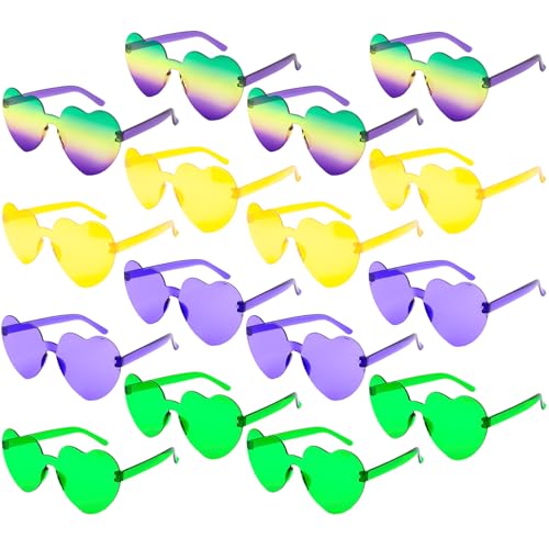 Semato 16 Pcs Heart Sunglasses Mardi Gras Rimless Heart Shaped Sunglasses Bachelorette Bride Party Favors