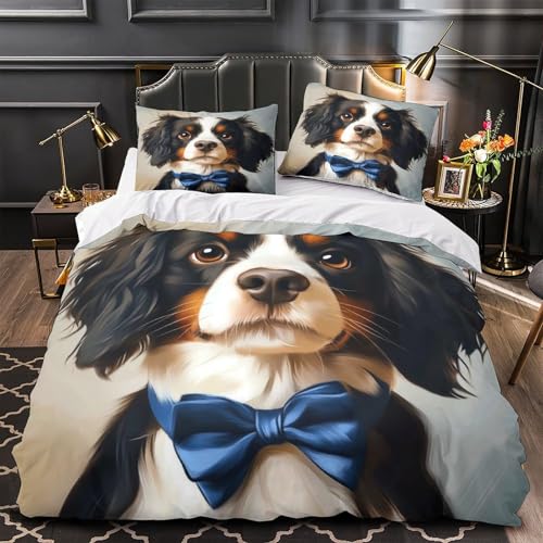 Housse de couette 3D Cavalier King Charles microfibre 220x240cm