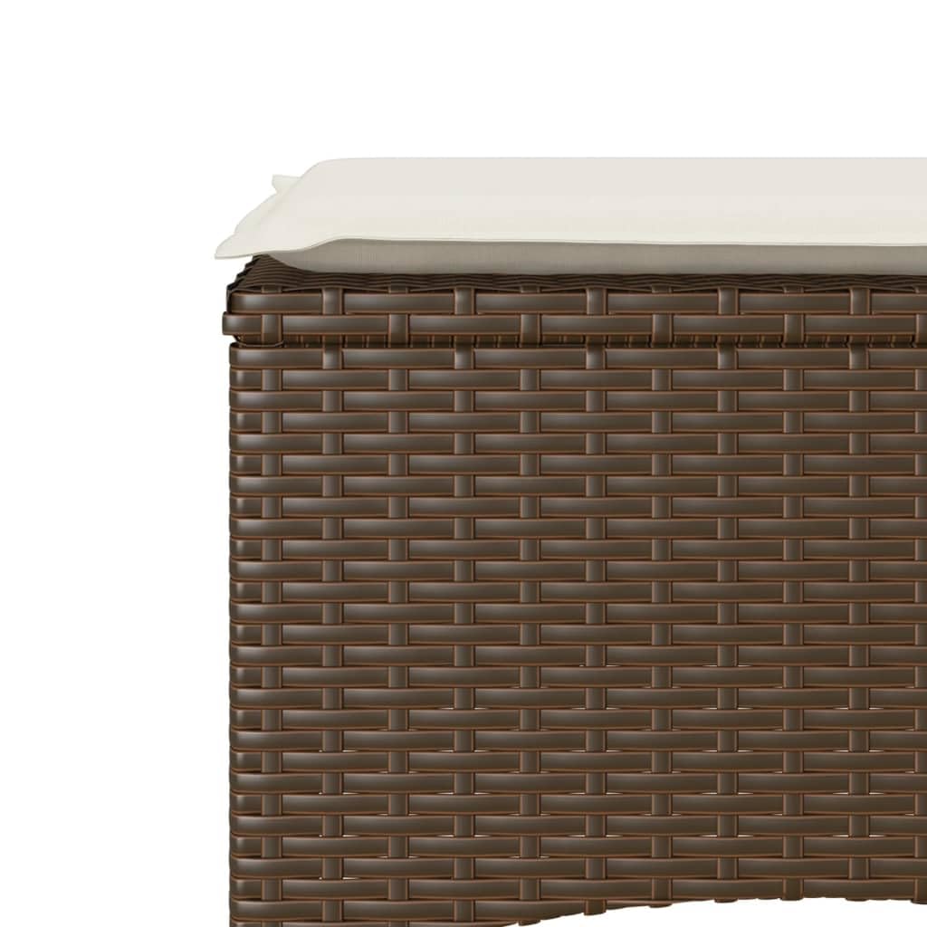 Divano da giardino a 2 posti, marrone, in polyrattan, con tavolo e sgabelli, resistente alle intemperie, per balcone, terrazza, esterni, con comode imbottiture e rivestimento rimovibile
