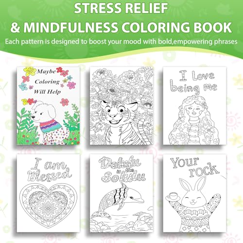 Adult Coloring Books Set of 2, Coloring Books for Adults Relaxation, with Funny Words & Mindfulness Coloring Book -The Perfect Relaxation and Relieve Anxiety Gift for Women - Image 5