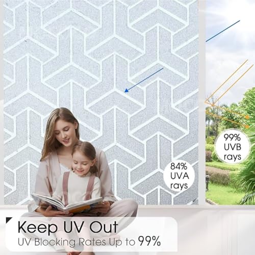 MOCOCO Premium Vinyl Privacy Stained Frosted Window Glass Film (12x25 Inch) - Self-Adhesive Tint Wallpaper Sticker Opaque Sheet for Glass Cover Window, Door, Office, Home.| Anti-UV. 3D Arrow Design - Image 4