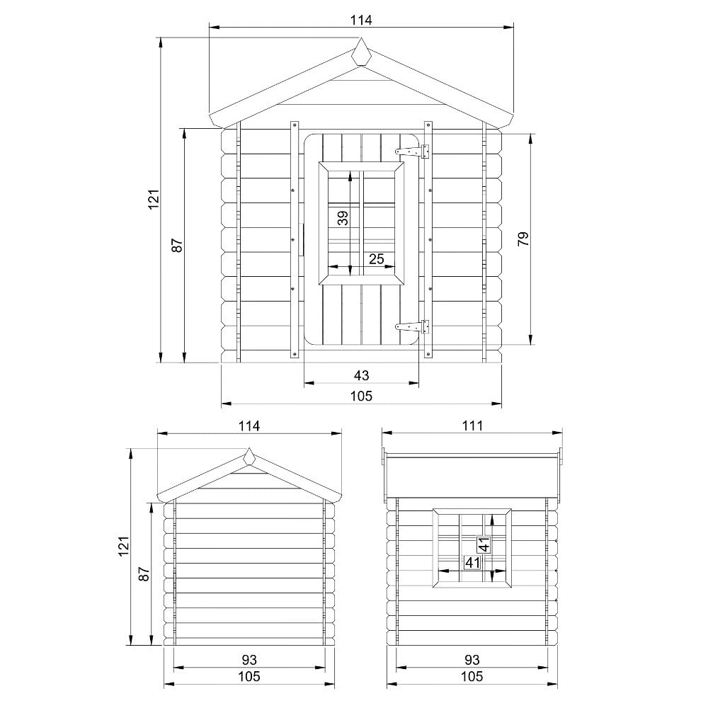 Casetta per Bambini - Casetta Giardino - Casetta in Legno L111xL113xA121cm/0,9 m2 - Casetta da gioco da esterno - Timbela M570Z-1 (tetto verde)