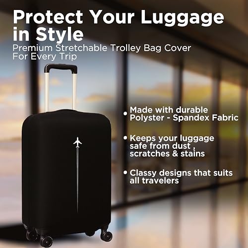 Image of WanderWraps Spendex Polyester Protective Luggage Cover | Hard Luggage Trolley Bag Cover | Washable | Dust Proof | Stretchable | L - 28 inch | AstroJet