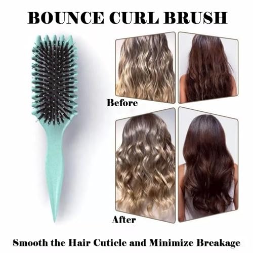 Curl Defining Brush New Curl Brush Premium Boar Bristle Curly Hair Brush for Perfectly Shaped and Defined Curls Detangling and Styling Hairbrush (Green) - Image 7