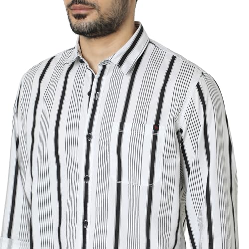 Image of Spykar Men's Relaxed Fit N /A Half Sleeve Striped Casual Shirts