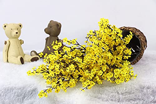 Image of SATYAM KRAFT 1 Bunch Artificial Babys Breath Gypsophila Flowers Bunch | Fabric Bouquet for Home Decor, Bouquets, Living Room & Festive Decor, Decoration Items (Without vase, Yellow)