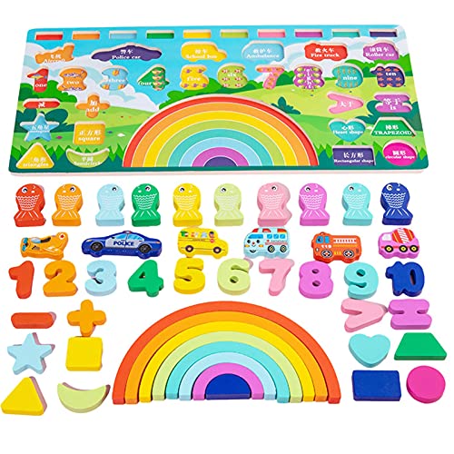 5-in-1 Montessori Wiskunde Pegging Spel Intelligentie Houten Puzzel Nummers Multifunctioneel Educatief Speelgoed Voor 2… - Afbeelding 6