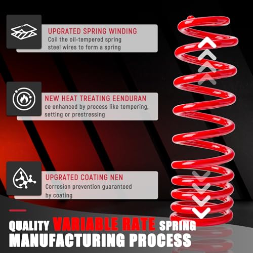 Image of 929-928 Rear Heavy Duty Coil Springs for 2009-2018 Ram 1500 2wd 4wd with 70% Extra Load Capacity (1200 Pounds) with a Subtle Height Adjustment, Red