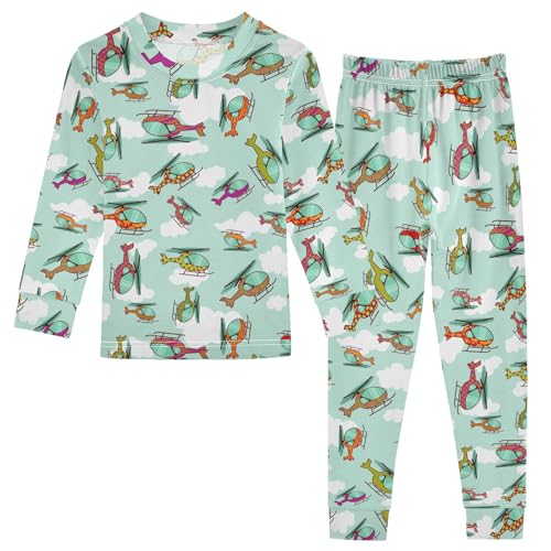 Cotton Pajamas Set 2 Piece Soft Comfy Helicopter Pjs Long Sleeve Lounge Sleepwear