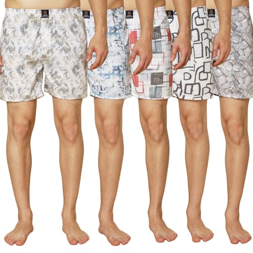 Image of Urban Scottish Ultra-Comfortable Men's Boxer Pants (Pack of 5) - 100% Cotton Material with A Stylish Print - Soft and Stretchy Elastic Waist Band - Dynamic Movement and Hardwearing Stitching