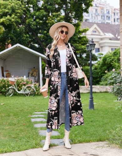 Image of Ekouaer Women Robes Long Knit Bathrobe Lightweight Soft Kimono Robes Casual Ladies Loungewear with Pockets