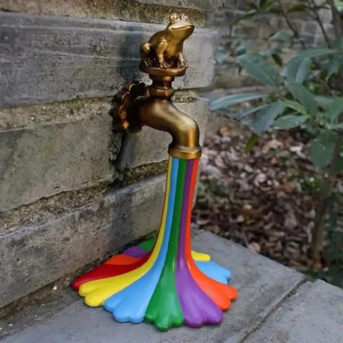 Statue robinet arc-en-ciel en résine résistante pour décoration extérieure durable - 6