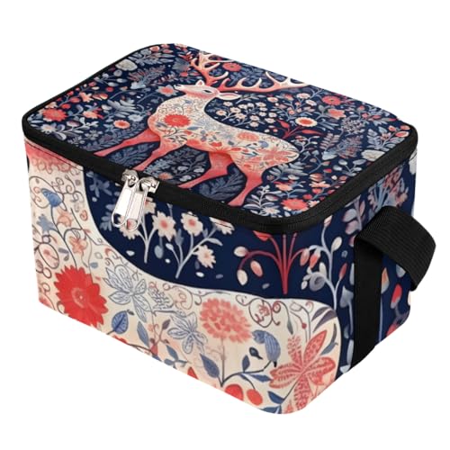 GzLeyigou Lunch Bags for Women Men 9 Cans,Christmas Reindeer Hot & Cold Food Delivery Bag Insulated Grocery Bag Insulated Lunch Box Reindeer Cooler Bag for Office Work Picnic Beach