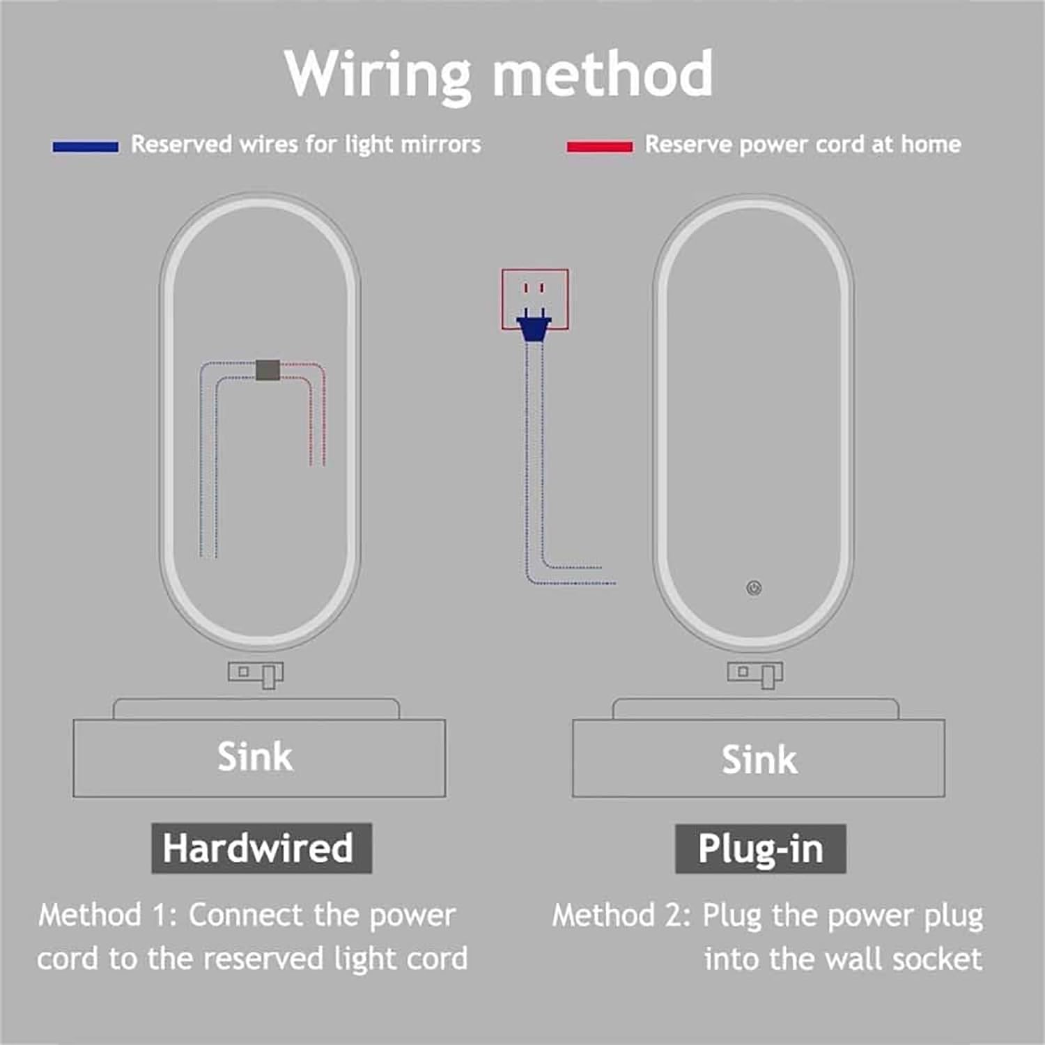 Espejo de pared Moderno ovalado de 91 cm con Luz regulable en 3 Colores, Espejo de baño LED sin Marco de 81 cm, antivaho para tocador, Control táctil, 120 x 70 cm (120 x 70 cm) (Un Solo Colo