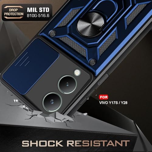 Image of AIBEX Back Cover for Vivo Y28 5G / Vivo Y17s 4G | D10 Tough Armor Case | Sliding Camera Shield | 360 Protection | Kickstand Ring Holder | Military-Grade Shockproof Bumper Case