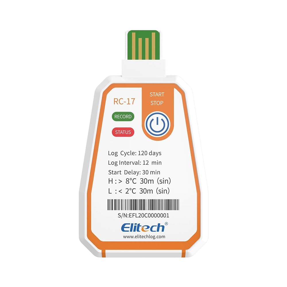 Disposable Single-Use Temperature Recorder Data Logger USB PDF Report 2-Color Indicator (Range: -30 to 70°C/ -22 to 158°F) Elitech RC-17-picture-15