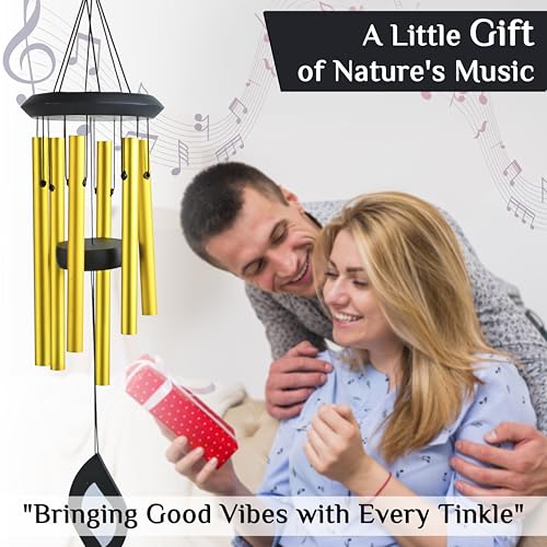 Image of ZAICUS Golden Wind Chime, Metal Wind Bell for Home, Garden, Balcony, Patio & Outdoor Decor