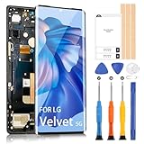 for LG Velvet 5G Screen Replacement - LCD for LG Velvet 5G Digitizer Touch Screen for LG Velvet 5G G900 LCD Display Glass Sensor Assembly with Tools LM-G900 LM-G900N (Black with Frame)