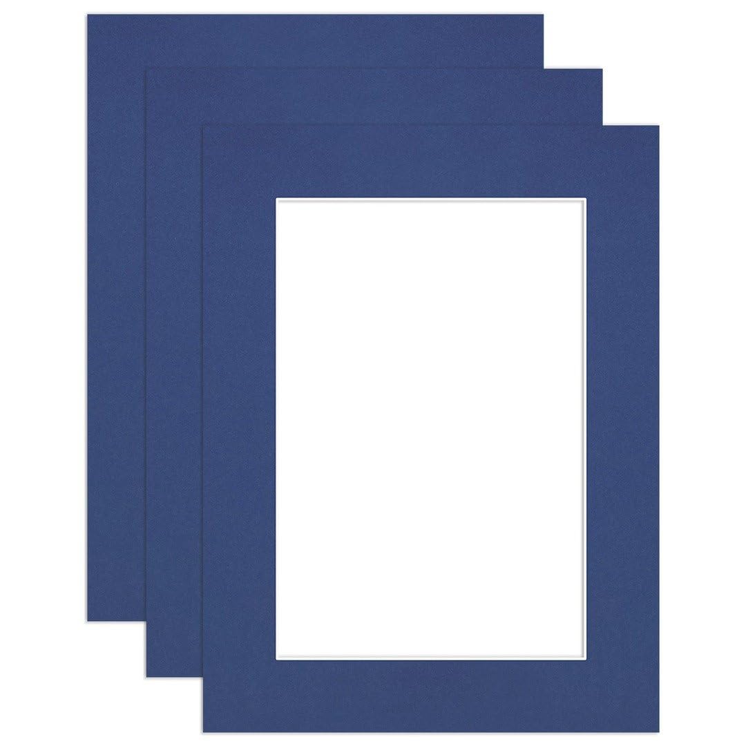 Procut Global 24x18" Blue Picture Mounts to Fit 18x12" Aperture - Precision Cut Cardboard Photo Mount - Ideal for Frames, Prints, Artwork & Certificates - Sizes & Colours Available - 3 Pack