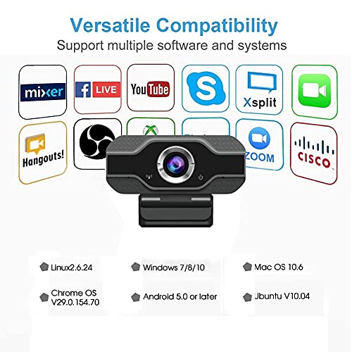 Image of 1080P Ultra HD Webcam, Microphone; Laptop Desktop PC Video Webcam, Widescreen for Video Streaming, Conference, Gaming, Online Classes