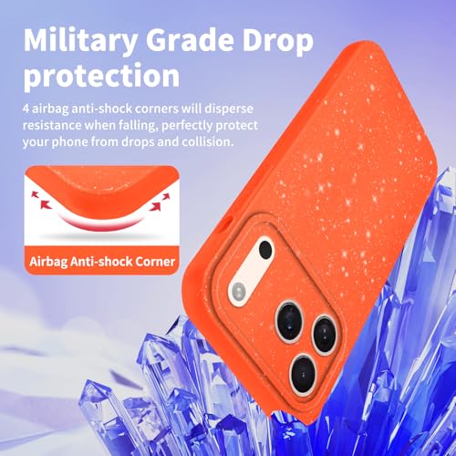 TURYXIA Compatible with iPhone 17 Pro Case Glitter, Cute Sparkly Bling Phone Case for Women Girls Girly, Neon Bright Color Slim Soft Phone Cover for iPhone 17 Pro, Orange - image 5
