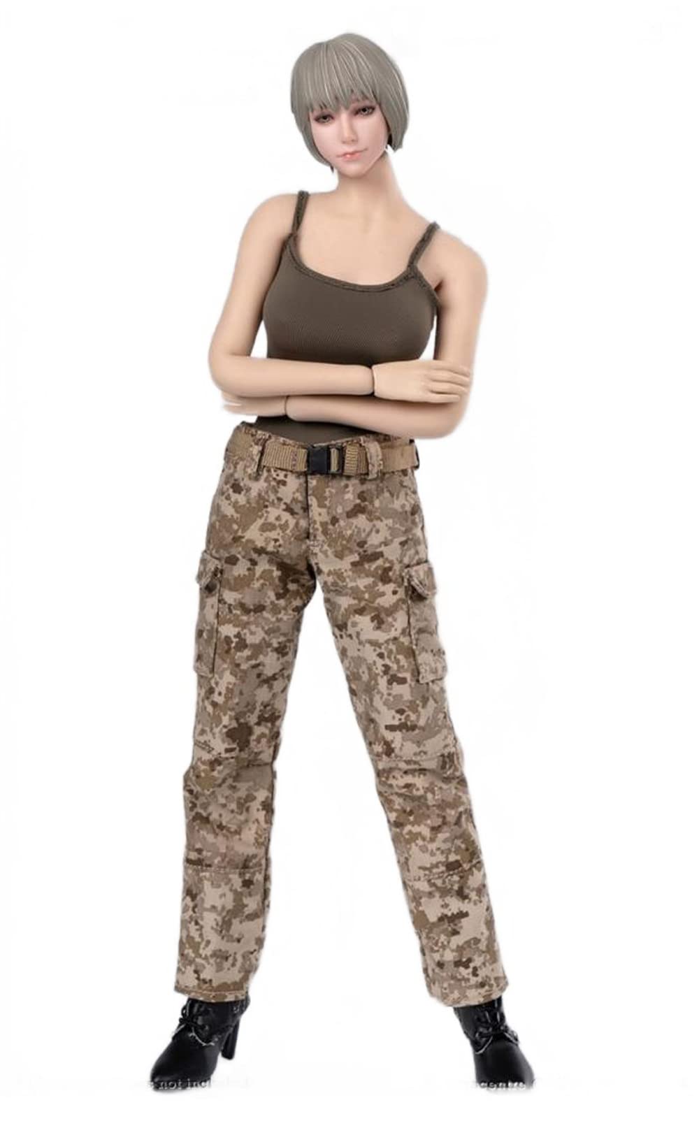 ToysCentre TCT-028B 1/6 Scale Doll Clothes Camisole + Camouflage Trousers + Belt Costume Suit for 12 Inch Female Soldier Action Figure