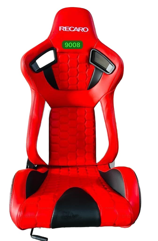 ROYAL - Recaro Universal Reclinable Racing Seats with 2 Sliders Adjustable PVC Leather Waterproof Seats Set (2 Pieces) 30cmX35cmX55cm (Red and Black) (DYT-9008)