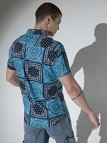 Image of Hubberholme Men's Rayon Relaxed Fit Printed Half Sleeve Resort Shirt