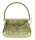 Bolso de mano de latón dorado real Bolso de estilo vintage, dorado, medium